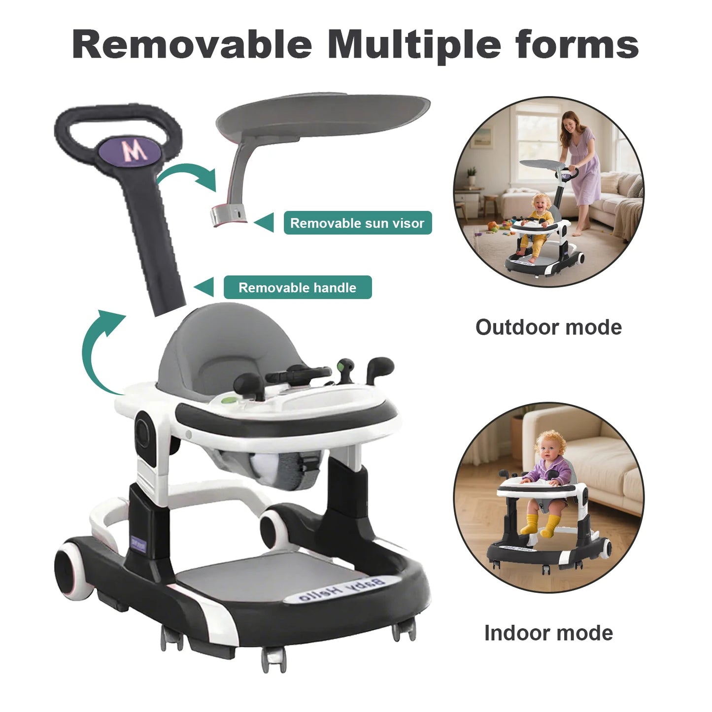 2025 Multifunctional Baby Walker With Sunshade And Anti Roll Over Music Stroller