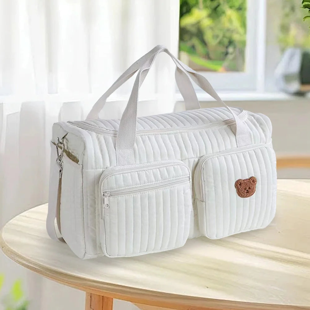 Quilted Baby Diaper Bag Large Capacity Weekender Travel Bag For Hospital