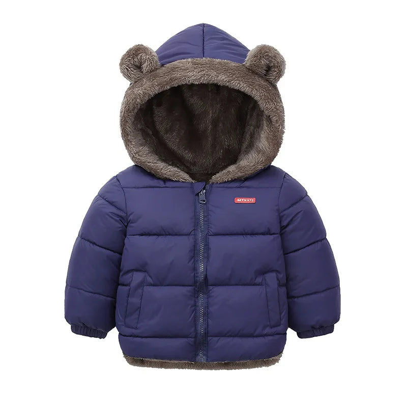 Hooded Baby Winter Jacket for Boys and Girls Cotton Padded Coat