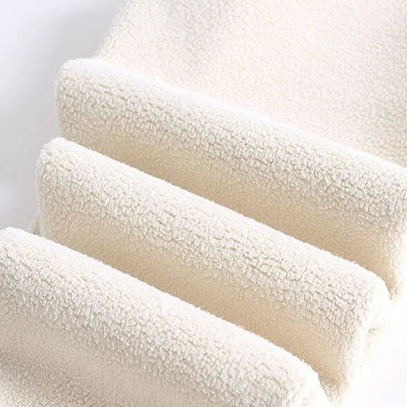 Girls Winter Velvet Fleece Leggings With Elastic Waist Solid Color