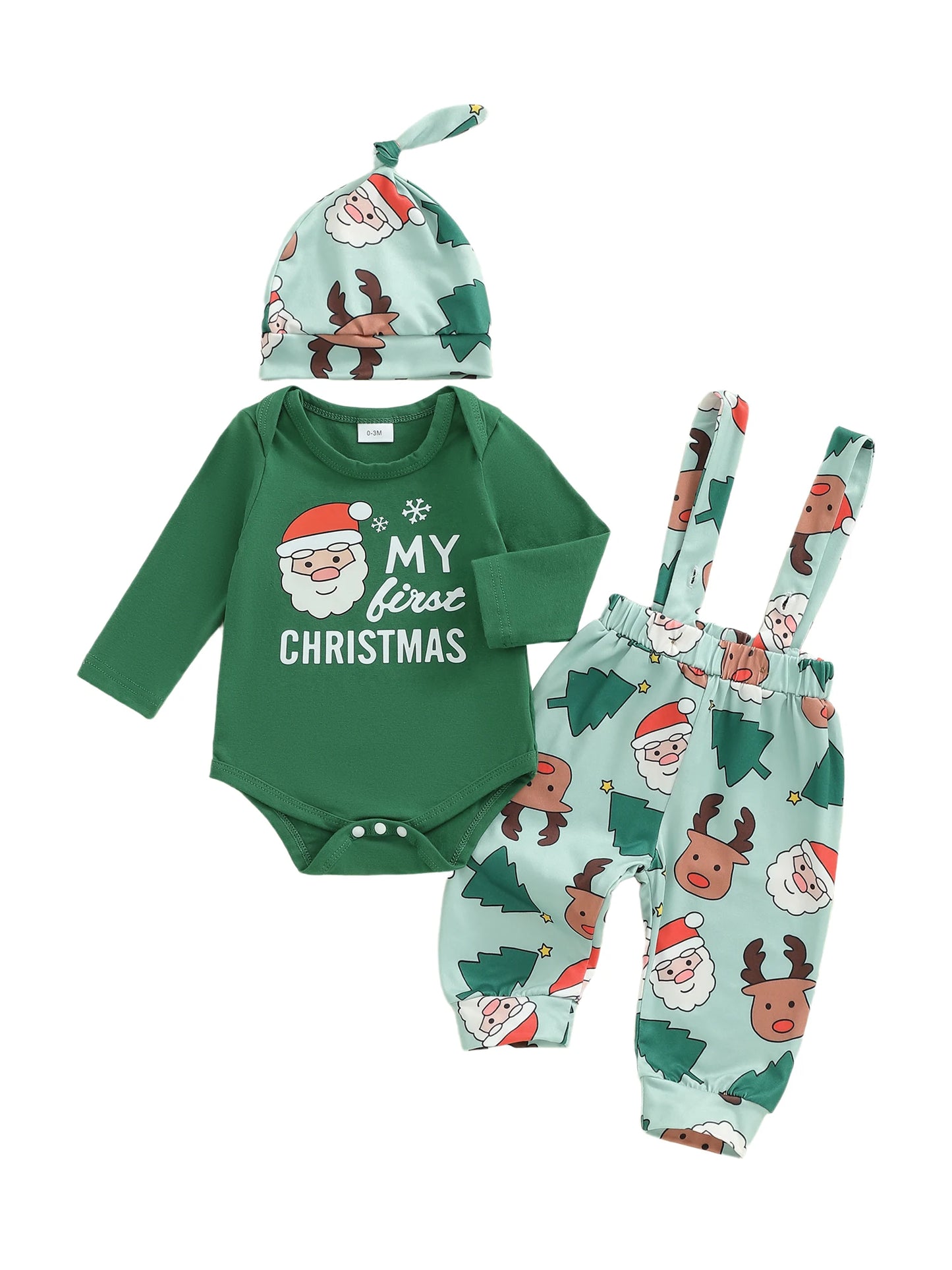 Baby Boy Christmas Two Piece Outfit Bodysuit Reindeer Snowflake Print Headband