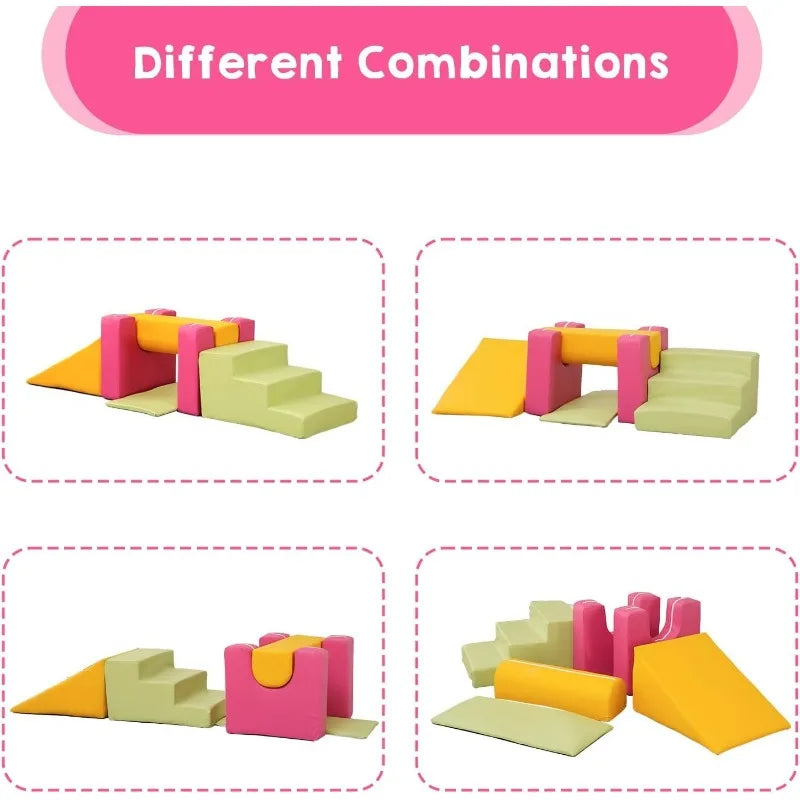 Soft Play Climbing Blocks for Toddlers 6 or 7 Piece Foam Set for Children's Room Baby Climbing Toys