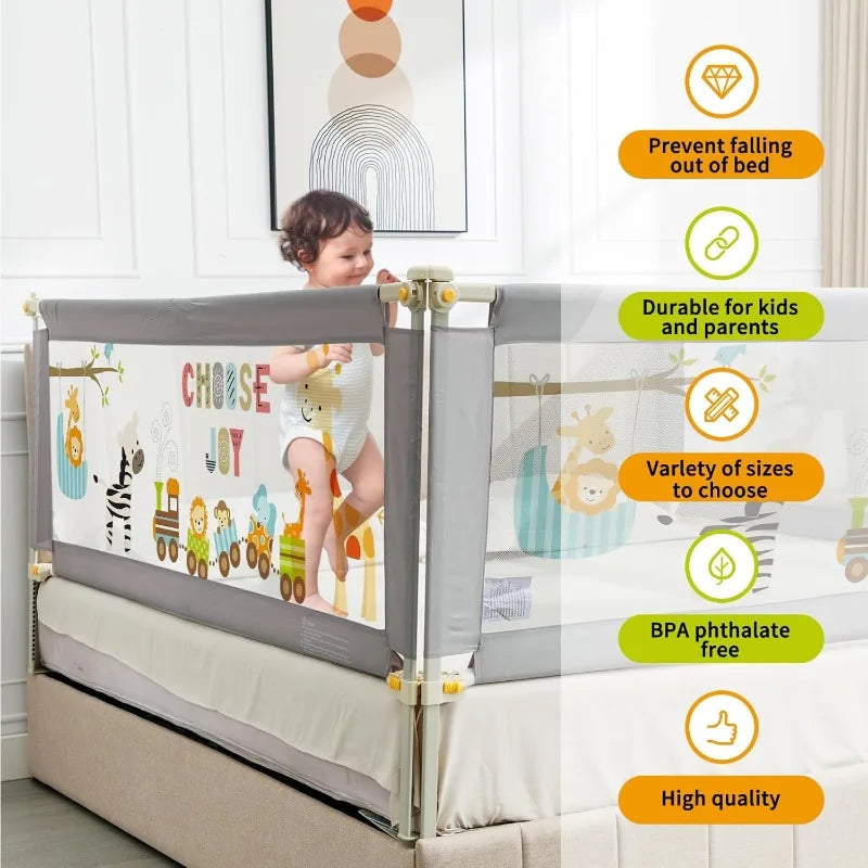 Bed Rails for Queen Bed 3 Pieces Baby Bed Rail Guard for Kids 25 Height Levels Adjustable Bed Fence 3 in 1 Foldable Bed Guardrail