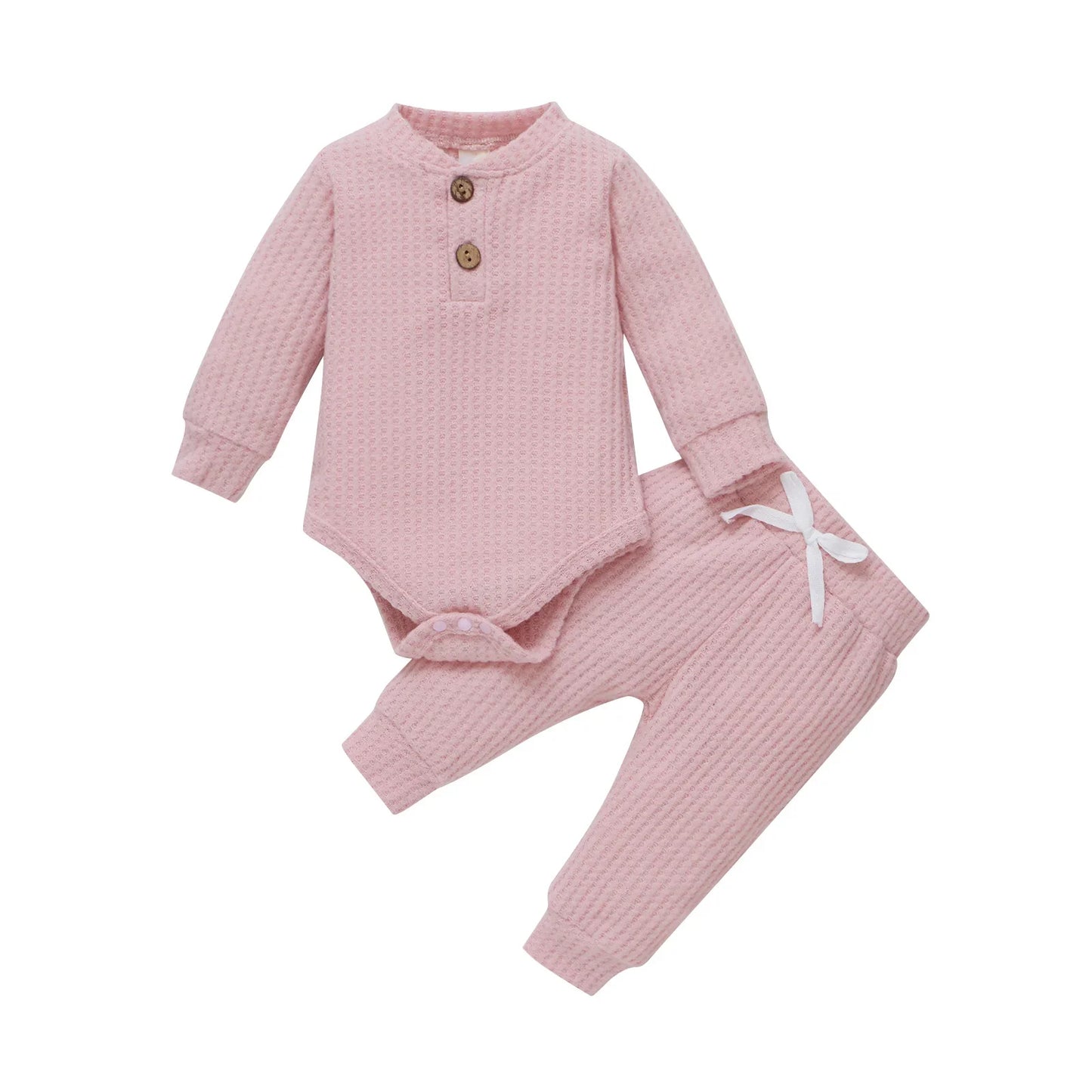 Unisex Newborn 2 Piece Long Sleeve Bodysuit And Elastic Pants Set Spring Autumn