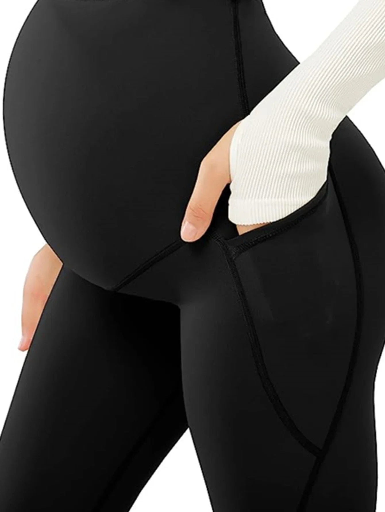 Maternity Leggings With Belly Pocket Non See Through Yoga Pants Pregnant