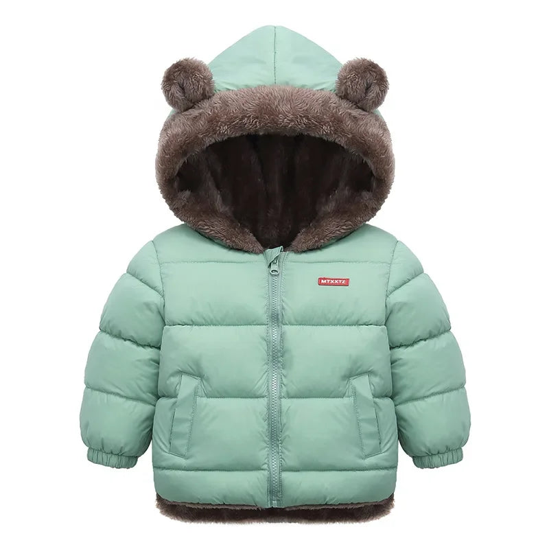 Hooded Baby Winter Jacket for Boys and Girls Cotton Padded Coat