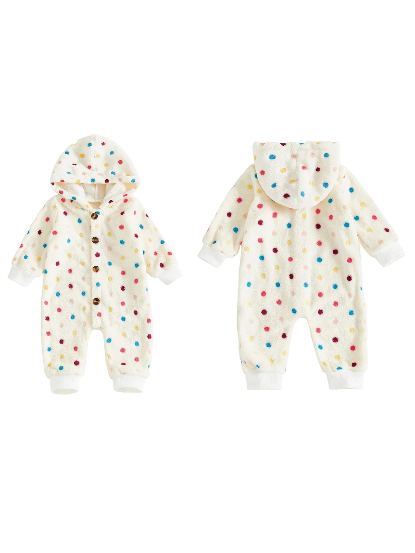 Adorable Baby Hooded Fleece Romper Unisex Animal Print Long Sleeve Winter Outfit