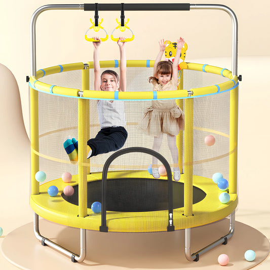 Indoor Trampoline for Kids Ages 1 to 8 55 Inch Small Outdoor Toddler Trampoline with Safety Enclosure Net No Gap Safe Design