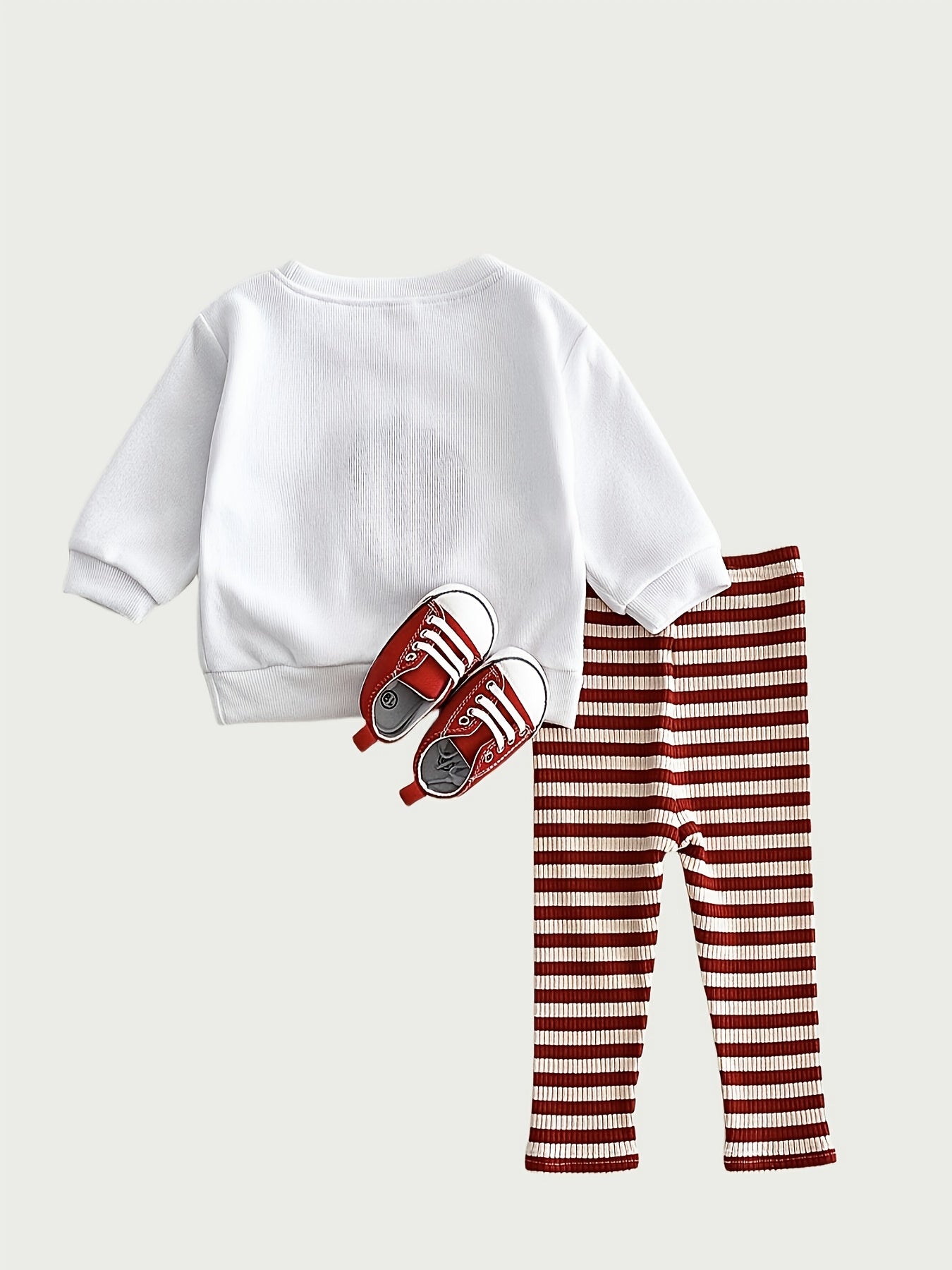 2pcs Set For Girls Featuring A Sweet And Cute Strawberry Pattern - Long Sleeve Round Neck Pullover And Striped Long Pants, Trendy Children'S Outfit For Girls, Autumn Kids' Clothing, Baby Girl Outfits, Toddler Girls' Clothing,
