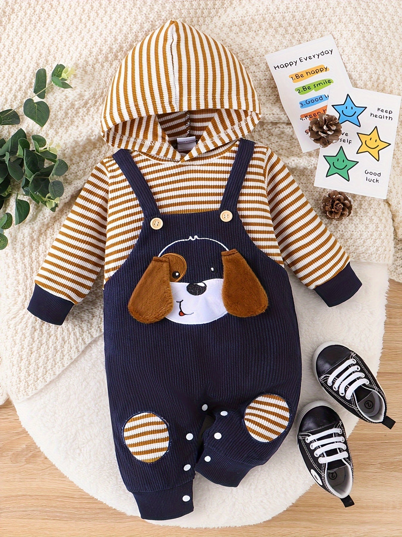 Baby Boy Clothes Newborn Outfits Infant Fall Winter Long Sleeve Cartoon Romper Bodysuit and Pocket Pants Set 0 Months to 18 Months for Outdoor Use