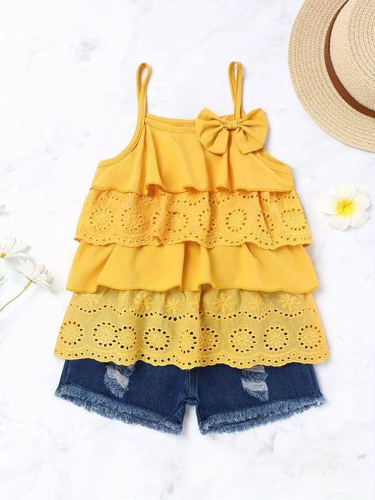 Toddler Baby Girls Summer Clothes Ruffle Camisole Spot Dot Tops Casual Shorts Newborn Girl Clothing