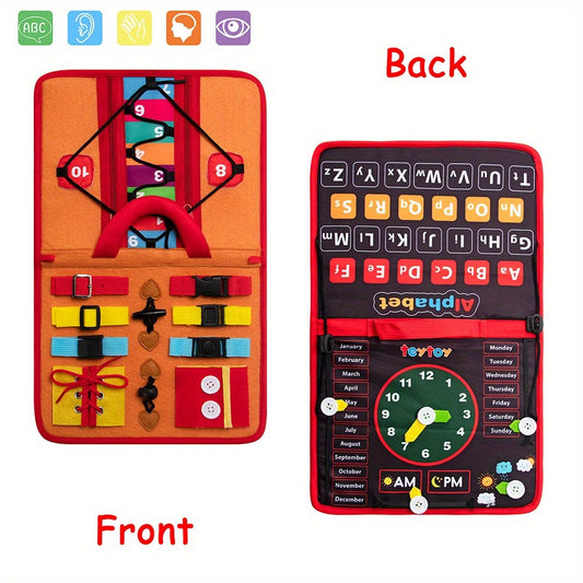 Busy Board Sensory Toy Educational Activity Skills Development Board for Early Learning Perfect Travel Toy for Boys and Girls Ideal for Youngsters