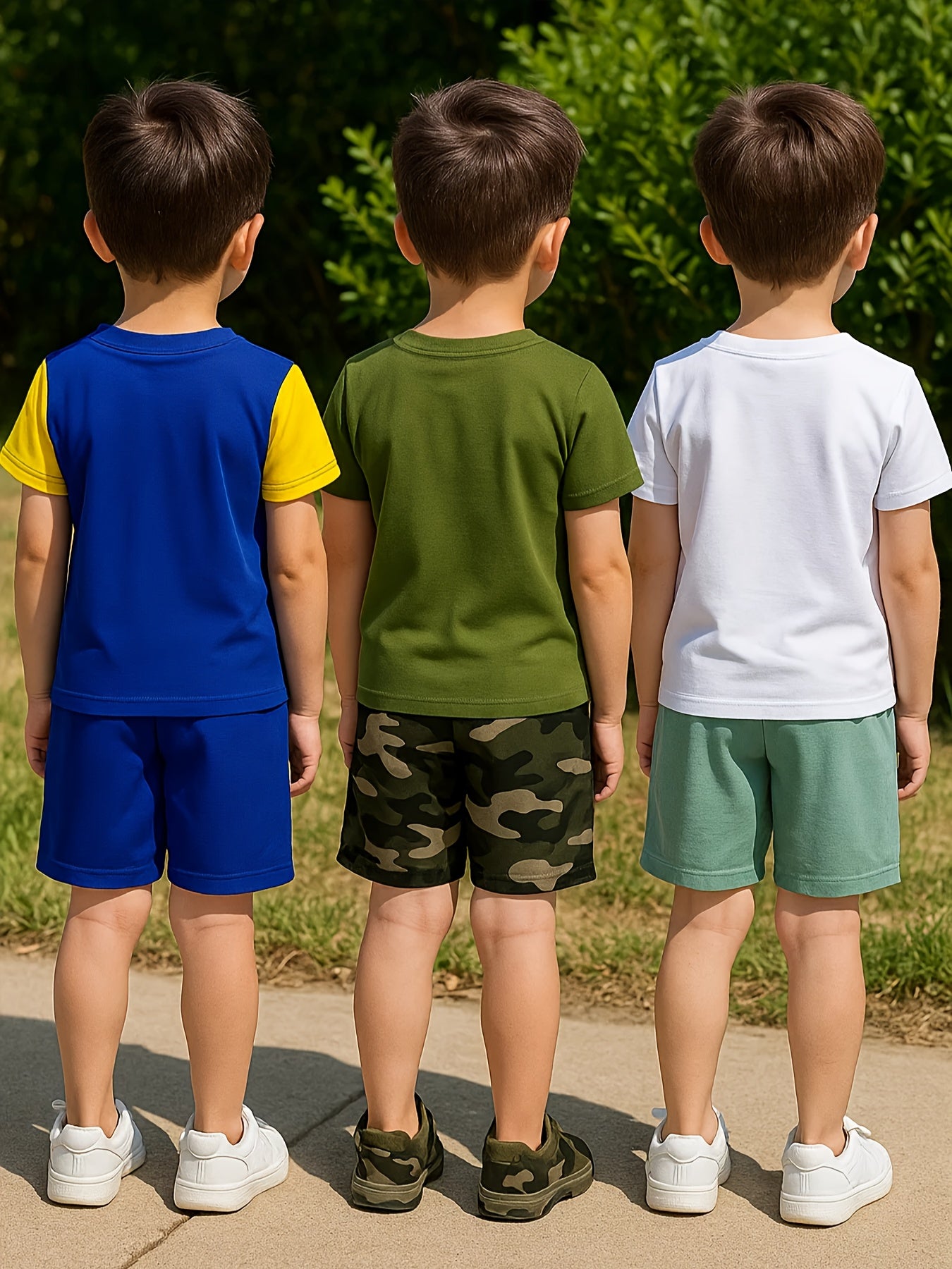 6 Piece Targeted Development Boys Fashion Summer Shorts Set with Cool Printed Shirt and Three Shorts for Outdoor Leisure Activities