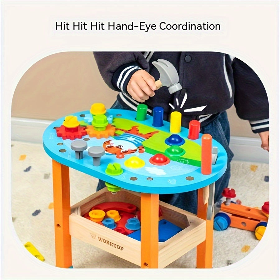 Kids Wooden DIY Disassembly Tool Table Simulation Toy with Screws and Nuts for Creative Play and Skill Development