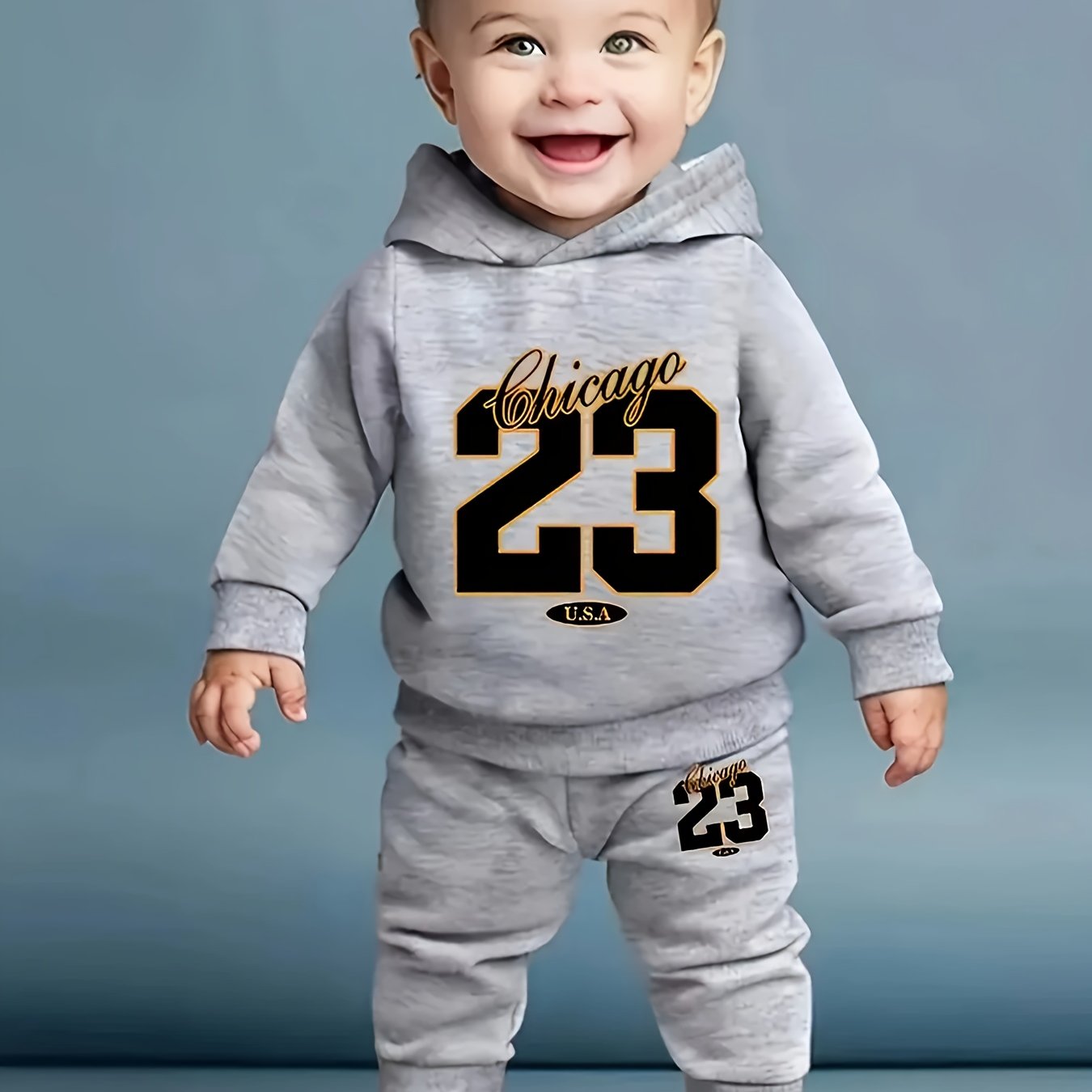 [Sports Two-Piece Set] Sports Hoodie + Trousers Two-Piece Set | Baby Boy Long Sleeve 23 Size Digital Pattern, Spring And Autumn Suitable for Casual Sports, Outdoor